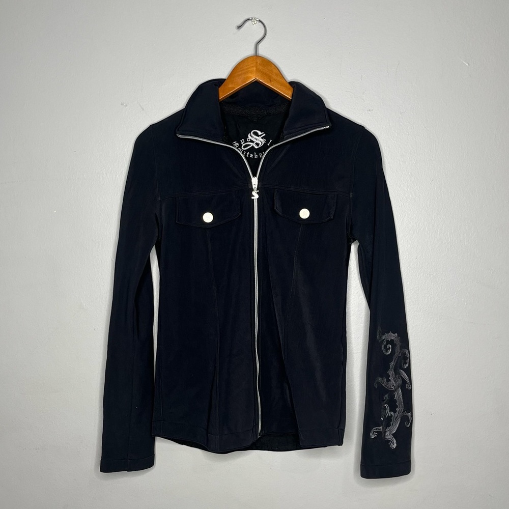 Vintage Sportalm Kitzbรผhel Black Soft Shell Embroidered Jacket T